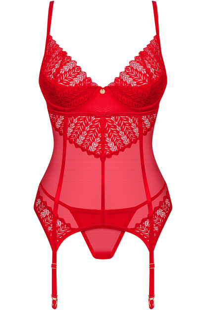 Obsessive Ingridia Corset & Thong Set Red