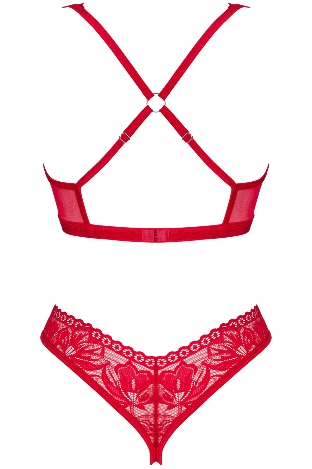 Obsessive Lacelove Open Bra & Thong Red