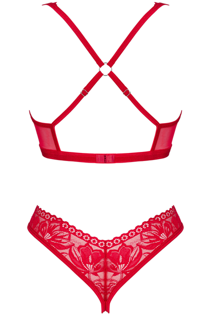 Obsessive Lacelove Open Bra & Thong Red