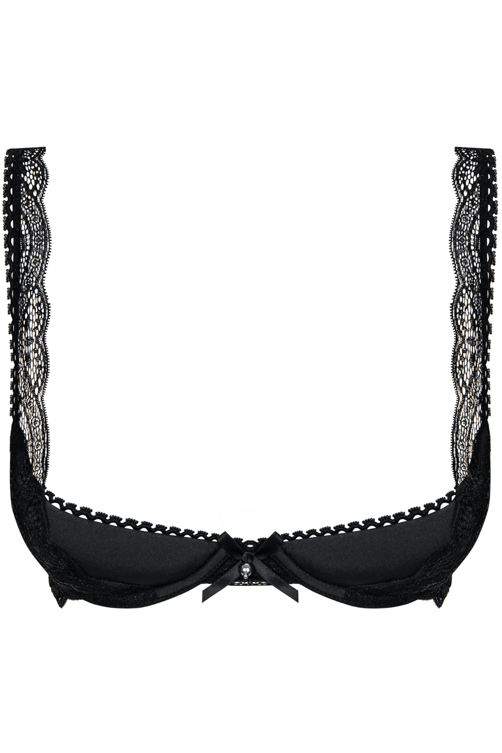 Obsessive Miamor black underwired push-up half-bra with lacy back,  Black,S/M at  Women's Clothing store