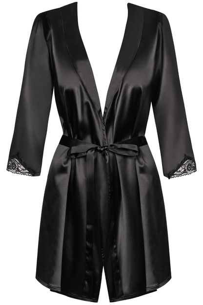 Obsessive Satinia Robe & Thong Black